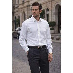Brioni White Long Sleeve Button Up Shirt Top  Mens Size Large